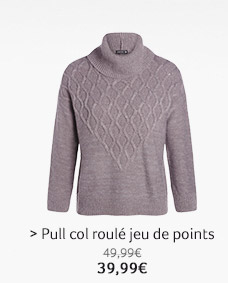 > Pull col roulé jeu de points : 39,99€