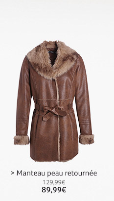 > Manteau peau retourné : 89,99€